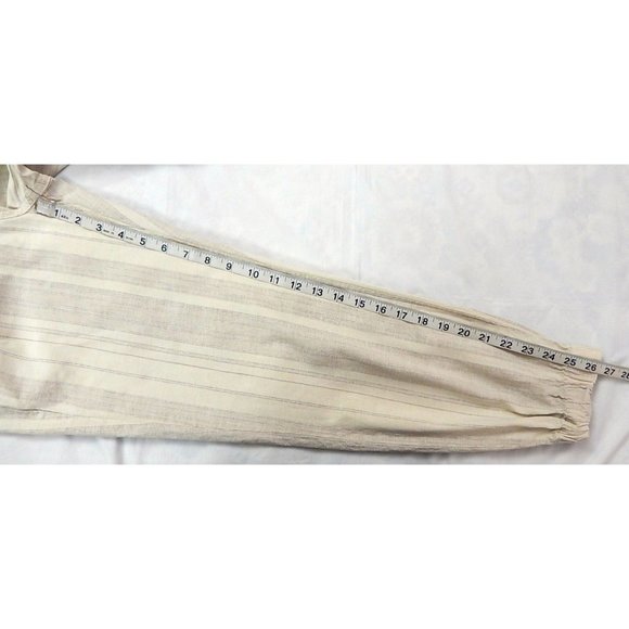 Prana Women Pants Sz 4 Mid Rise Striped Pleated Pockets Cinch Bottom Casual - Picture 11 of 14